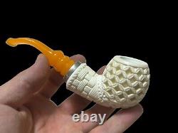 Block Meerschaum Hard Detail Reverse Calabas Pipe Master Carver Hilmi Çay