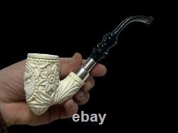 Block Meerschaum OWL Design 925K Silvery Pipe Master Carver Hilmi Çay