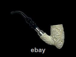 Block Meerschaum OWL Design 925K Silvery Pipe Master Carver Hilmi Çay