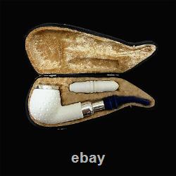 Block Meerschaum Pipe 925 silver smoking tobacco pipe with tamper w case MD-345