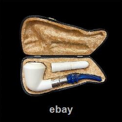 Block Meerschaum Pipe 925 silver smoking tobacco pipe with tamper w case MD-360