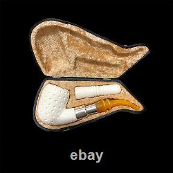 Block Meerschaum Pipe 925 silver smoking tobacco pipe with tamper w case MD-364