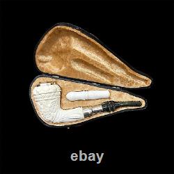 Block Meerschaum Pipe 925 silver smoking tobacco pipe with tamper w case MD-366