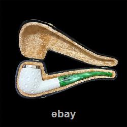 Block Meerschaum Pipe 925 silver smoking tobacco pipe with w case MD-363