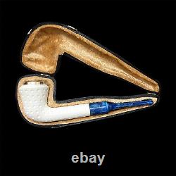 Block Meerschaum Pipe 925 silver unsmoked smoking tobacco pipe w case MD-357