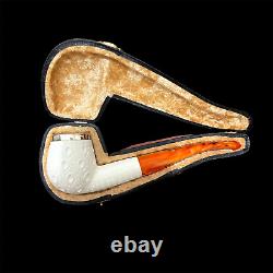 Block Meerschaum Pipe 925 silver unsmoked smoking tobacco pipe w case MD-381