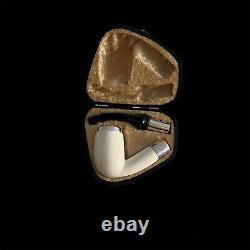 Block Meerschaum Pipe 925 silver unsmoked w case MD-273