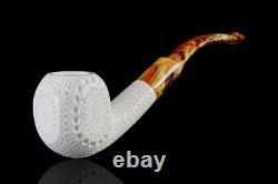 Block Meerschaum Pipe Engraving hand carved smoking tobacco with case MD-4
