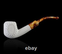 Block Meerschaum Pipe Engraving hand carved smoking tobacco with case MD-4
