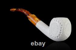 Block Meerschaum Pipe Engraving hand carved smoking tobacco with case MD-4