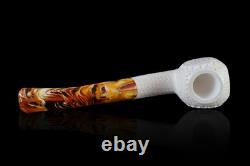 Block Meerschaum Pipe Engraving hand carved smoking tobacco with case MD-4