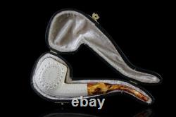 Block Meerschaum Pipe Engraving hand carved smoking tobacco with case MD-4
