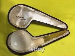Block Meerschaum Pipe Tobacco Smoking Pipe with leather case