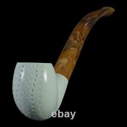 Block Meerschaum Pipe hand carved smoking tobacco with case D-69