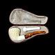 Block Meerschaum Pipe Hand Carved Unsmoked Smoking Tobacco Pipe W Case Md-336