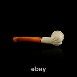 Block Meerschaum Pipe sea shell handcarved smoking pipe tobacco pfeife with case