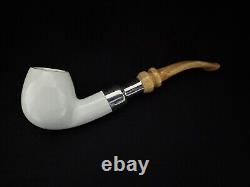 Block Meerschaum Pipe with silver piece has a fitted case