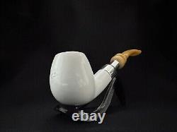 Block Meerschaum Pipe with silver piece has a fitted case