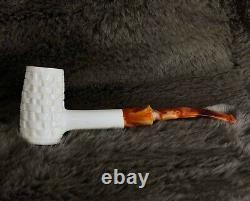 Block Meerschaum Poker Pipe (Basket Design)