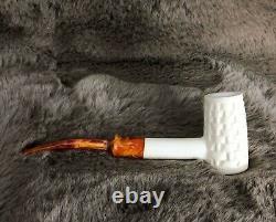 Block Meerschaum Poker Pipe (Basket Design)