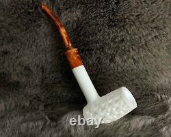 Block Meerschaum Poker Pipe (Basket Design)