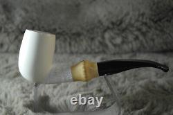 Block Meerschaum Rustic Shank Biliiard & Bambo Pipe