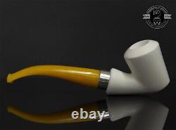 Block Meerschaum Smooth Silver Band Pipe