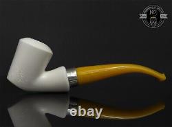 Block Meerschaum Smooth Silver Band Pipe