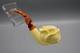 Blooming Rose Figure Smoking Pipe, Block Meerschaum New Handmade Custom Case#1141