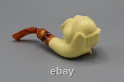 Blooming Rose Figure Smoking Pipe, block Meerschaum New Handmade Custom Case#1141