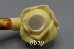 Blooming Rose Figure Smoking Pipe, block Meerschaum New Handmade Custom Case#1141