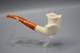 Blooming Rose Figure Smoking Pipe, Block Meerschaum New Handmade Custom Case#814