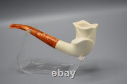 Blooming Rose Figure Smoking Pipe, block Meerschaum New Handmade Custom Case#814