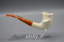 Blooming Rose Figure Smoking Pipe, block Meerschaum New Handmade Custom Case#814