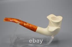 Blooming Rose Figure Smoking Pipe, block Meerschaum New Handmade Custom Case#814