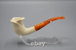 Blooming Rose Figure Smoking Pipe, block Meerschaum New Handmade Custom Case#814
