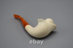 Blooming Rose Figure Smoking Pipe, block Meerschaum New Handmade Custom Case#814