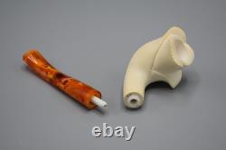 Blooming Rose Figure Smoking Pipe, block Meerschaum New Handmade Custom Case#814
