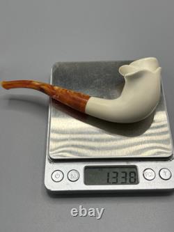 Blooming Rose Figure Smoking Pipe, block Meerschaum New Handmade Custom Case#814