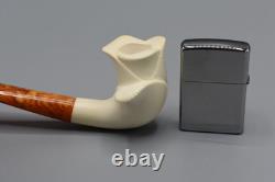Blooming Rose Figure Smoking Pipe, block Meerschaum New Handmade Custom Case#814
