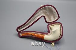 Blooming Rose Figure Smoking Pipe, block Meerschaum New Handmade Custom Case#814