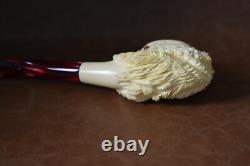 Bold Eagle Figure pipe Glass Eyes Handmade Block Meerschaum-NEW W CASE#1419