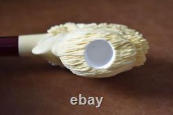 Bold Eagle Figure pipe Glass Eyes Handmade Block Meerschaum-NEW W CASE#1419