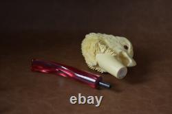 Bold Eagle Figure pipe Glass Eyes Handmade Block Meerschaum-NEW W CASE#1419