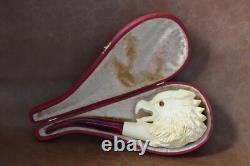Bold Eagle Figure pipe Glass Eyes Handmade Block Meerschaum-NEW W CASE#1419
