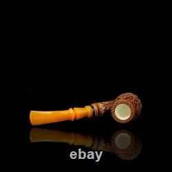 Brandy Pipe W Masonic Emblems By EGE BLOCK MEERSCHAUM-NEW-HANDCARVED W Case#426