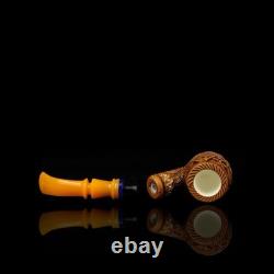 Brandy Pipe W Masonic Emblems By EGE BLOCK MEERSCHAUM-NEW-HANDCARVED W Case#426