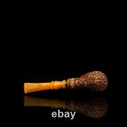 Brandy Pipe W Masonic Emblems By EGE BLOCK MEERSCHAUM-NEW-HANDCARVED W Case#426