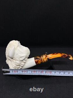 Buffalo Meerschaum Pipe, The Block Meerschaum, Hand Carved Meerschaum Pipe, SAVRAN