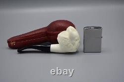 Buffalo figure Pipe Block Meerschaum-NEW Handmade With Case#124